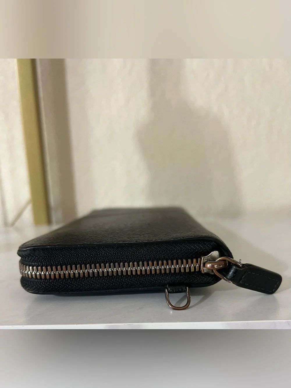 MCM Black Zip-Around Saffiano Wallet with Silver Hardware Accents
